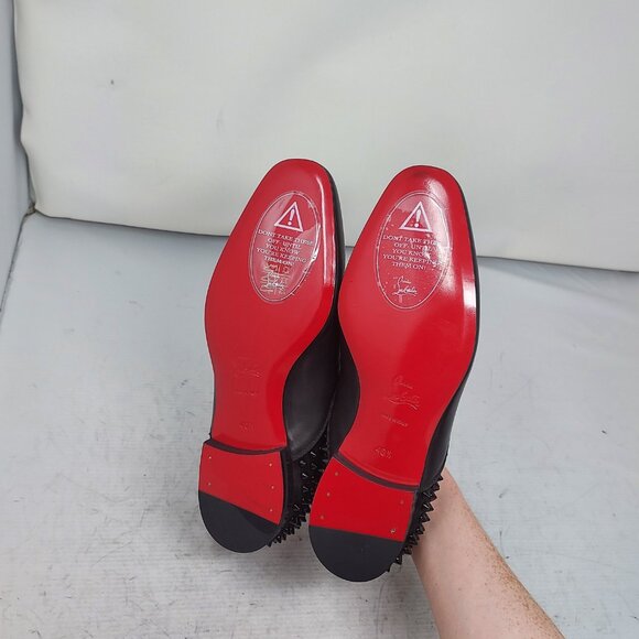 Christian Louboutin Black Tassilo Spike Stud Tassel Leather Loafer - Picture 2 of 11